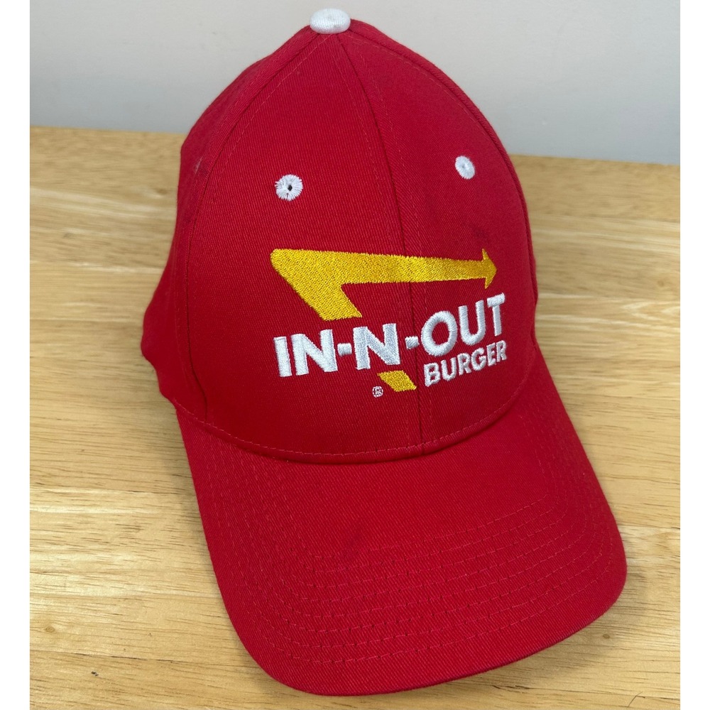 In-N-Out Burger Hat L/XL Red Logo Baseball Cap Employee Uniform Americana GORP